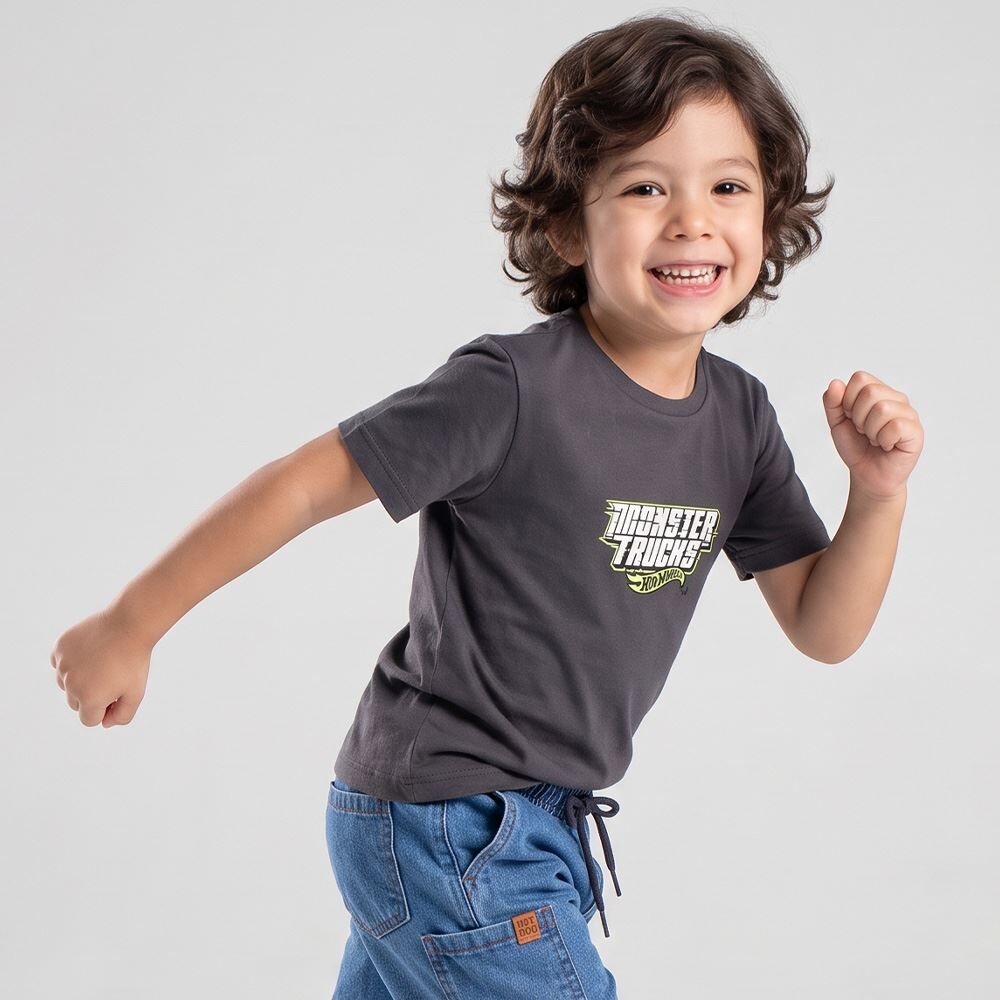 Camiseta Infantil Menino Hot Wheels 4 a 10 Anos Mattel