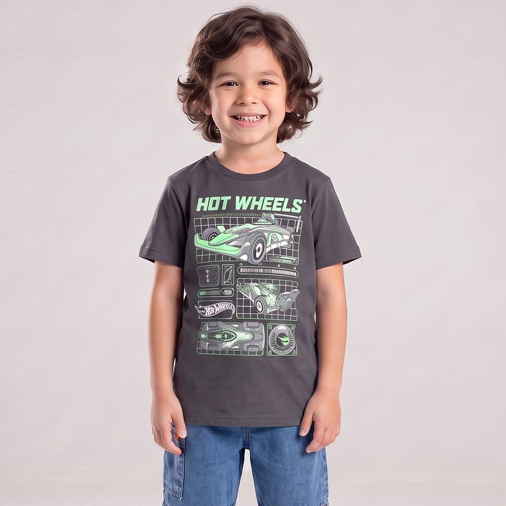 Camiseta Infantil Menino Hot Wheels 4 a 10 Anos