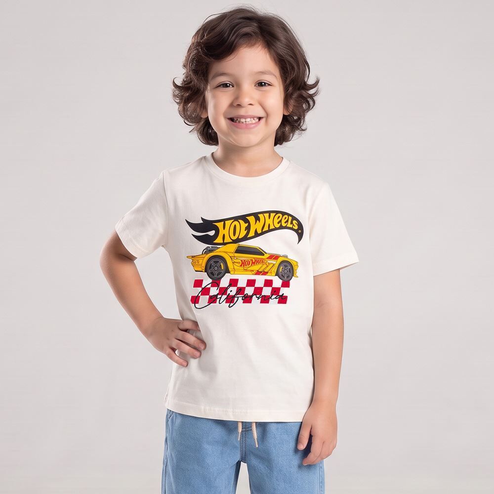 Camiseta Infantil Menino Hot Wheels 4 a 10 Anos