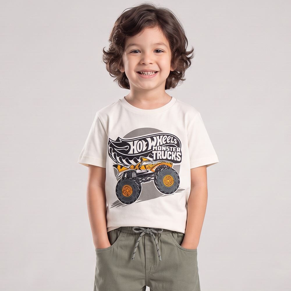 Camiseta Infantil Menino Hot Wheels 4 a 10 Anos Mattel