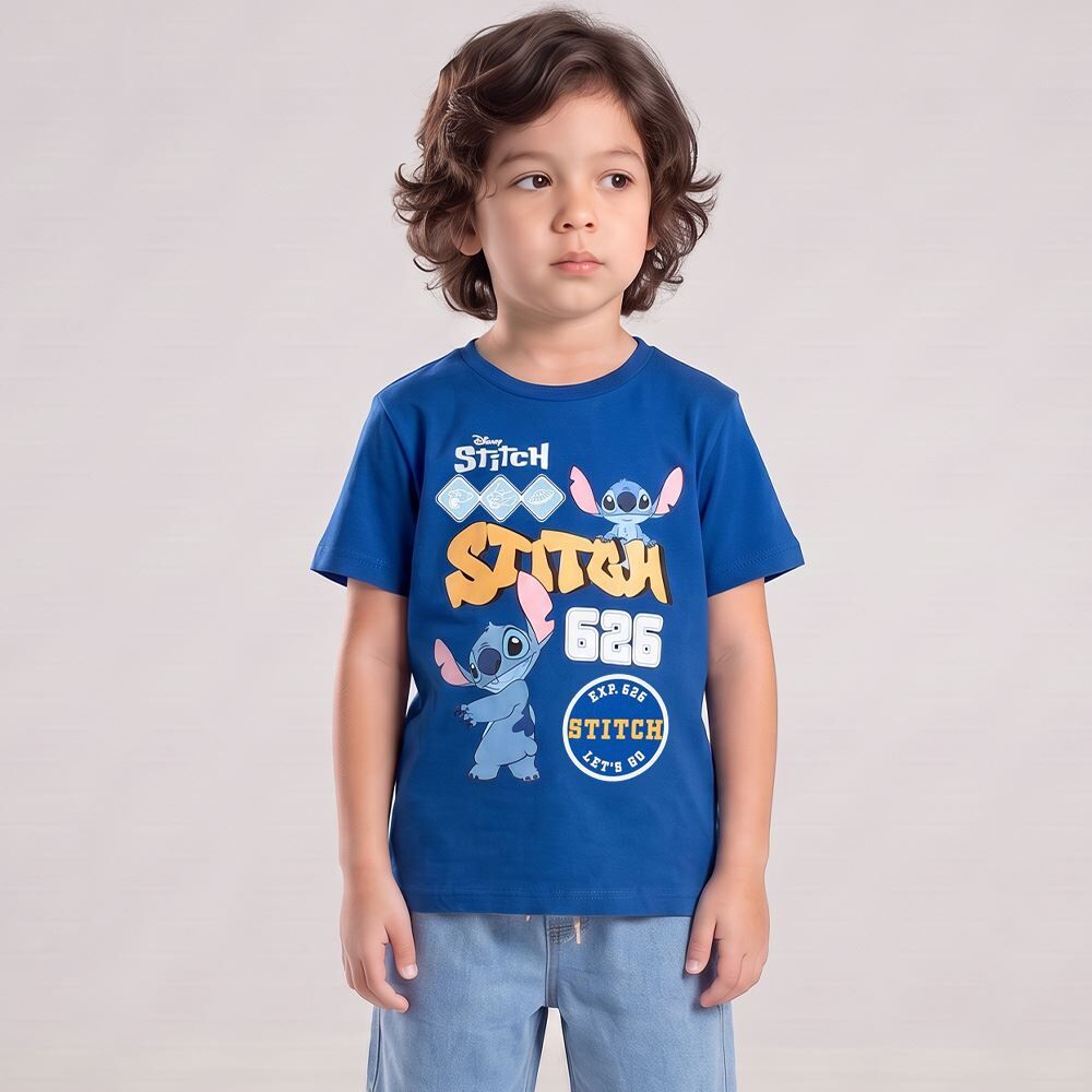 Camiseta Infantil Menino Stitch 4 a 10 Anos Disney