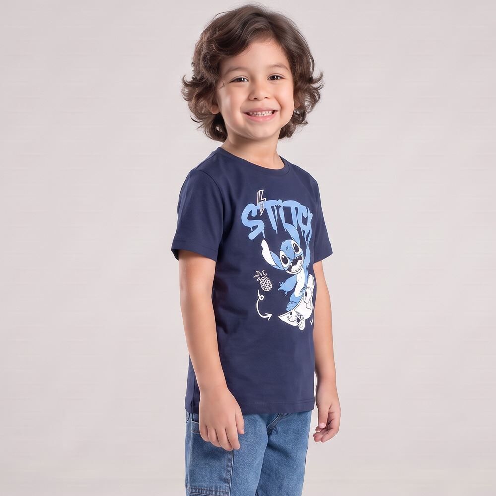 Camiseta Infantil Menino Stitch 4 a 10 Anos Disney