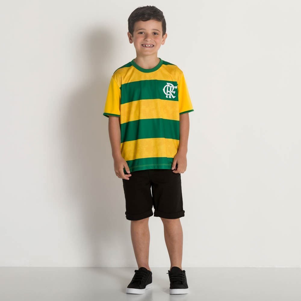 Camiseta Infantil Unissex Borari Brasil Flamengo Body Lab