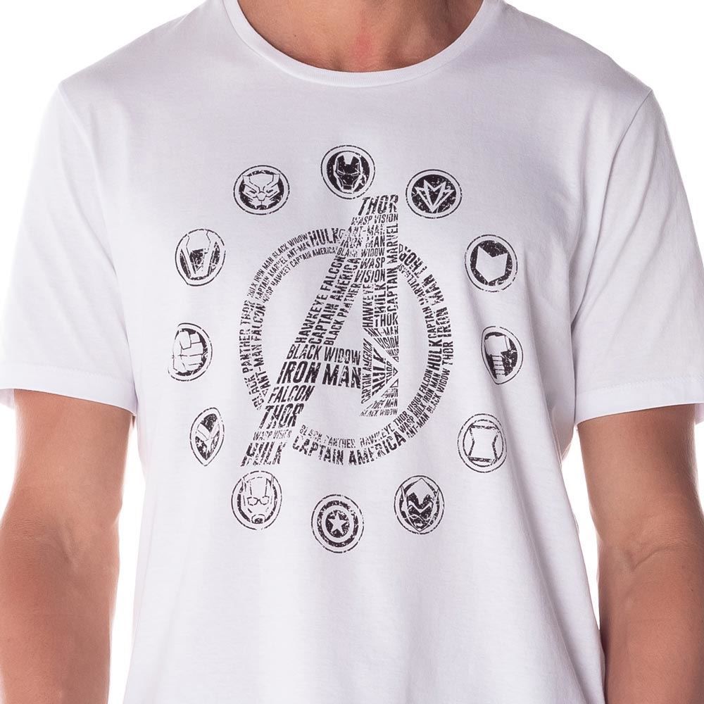 Camiseta M/Malha Avengers Símbolo Escrita Marvel