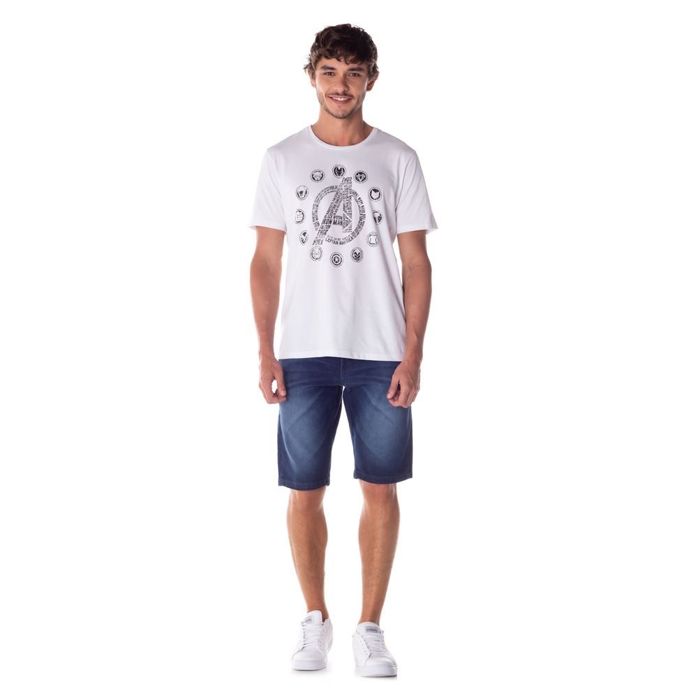 Camiseta M/Malha Avengers Símbolo Escrita Marvel