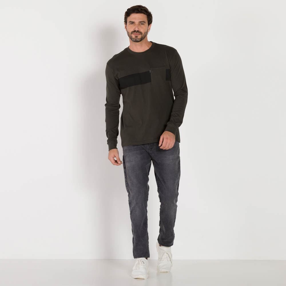 Camiseta Manga Longa Com Bolso Nicoboco