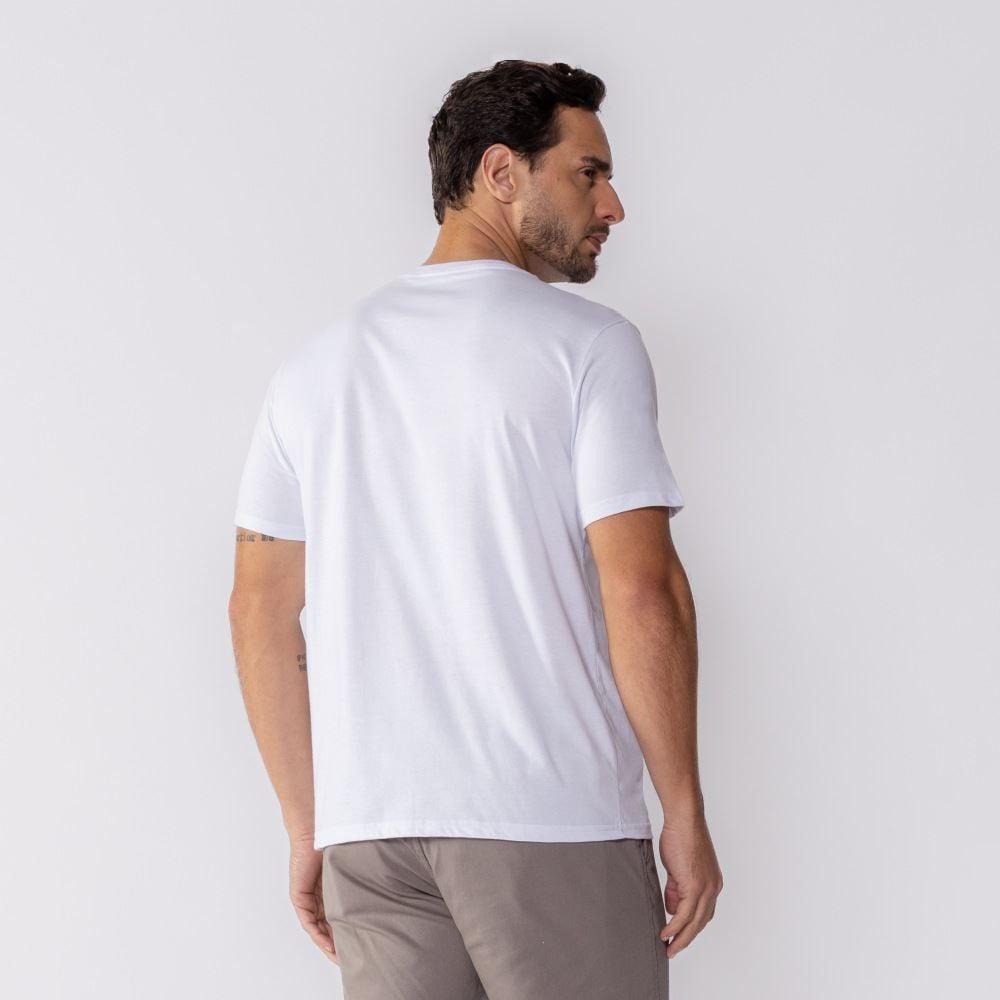 Camiseta Masculina Básica Gola V Fico