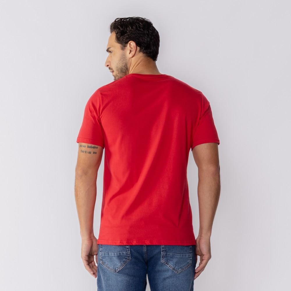 Camiseta Masculina Básica Gola V Fico