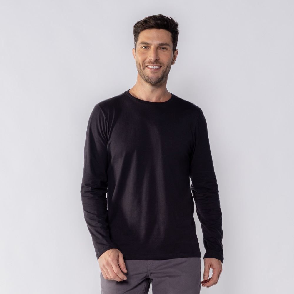Camiseta Masculina Manga Longa de Algodão Marc Alain