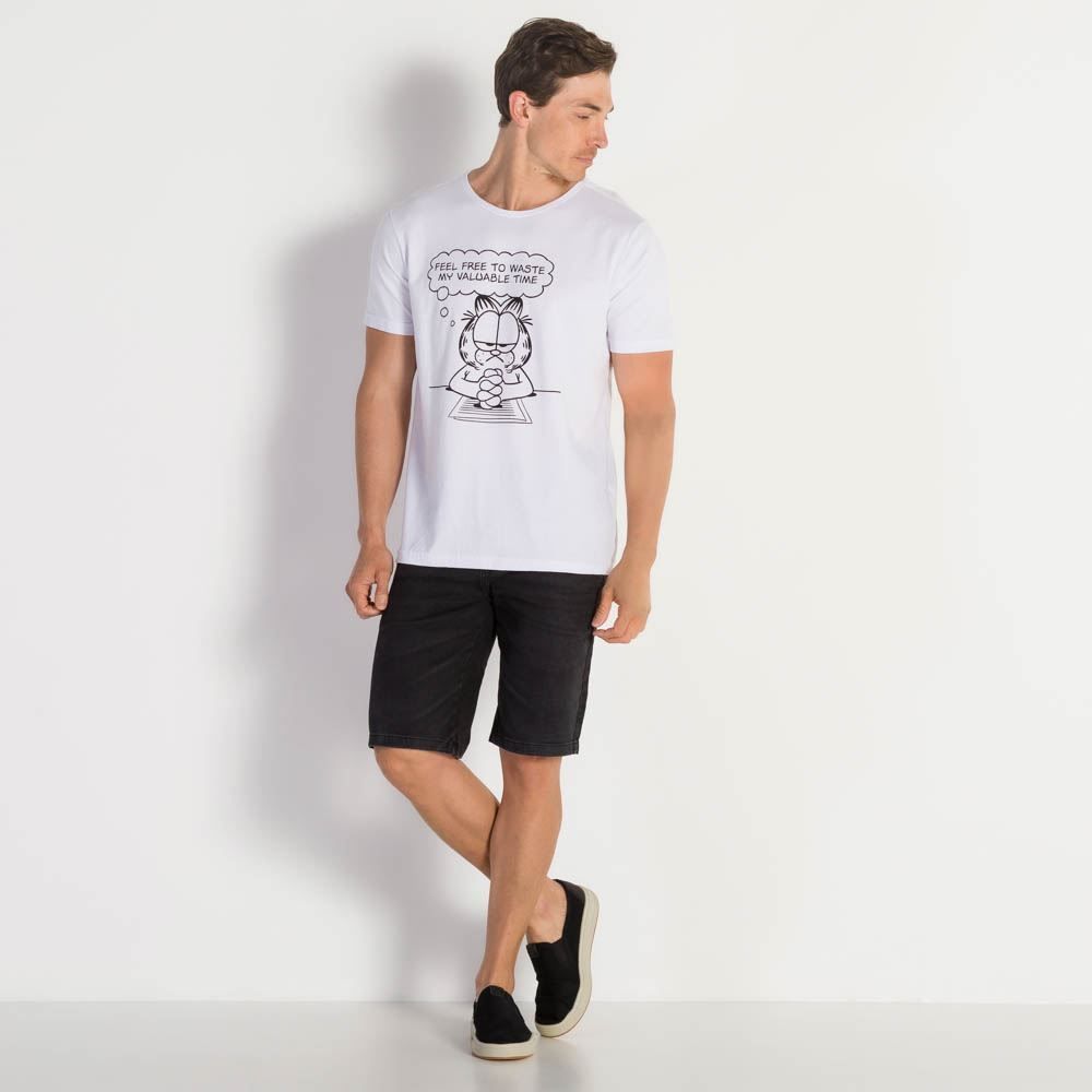 Camiseta Meia Malha Garfield Banker