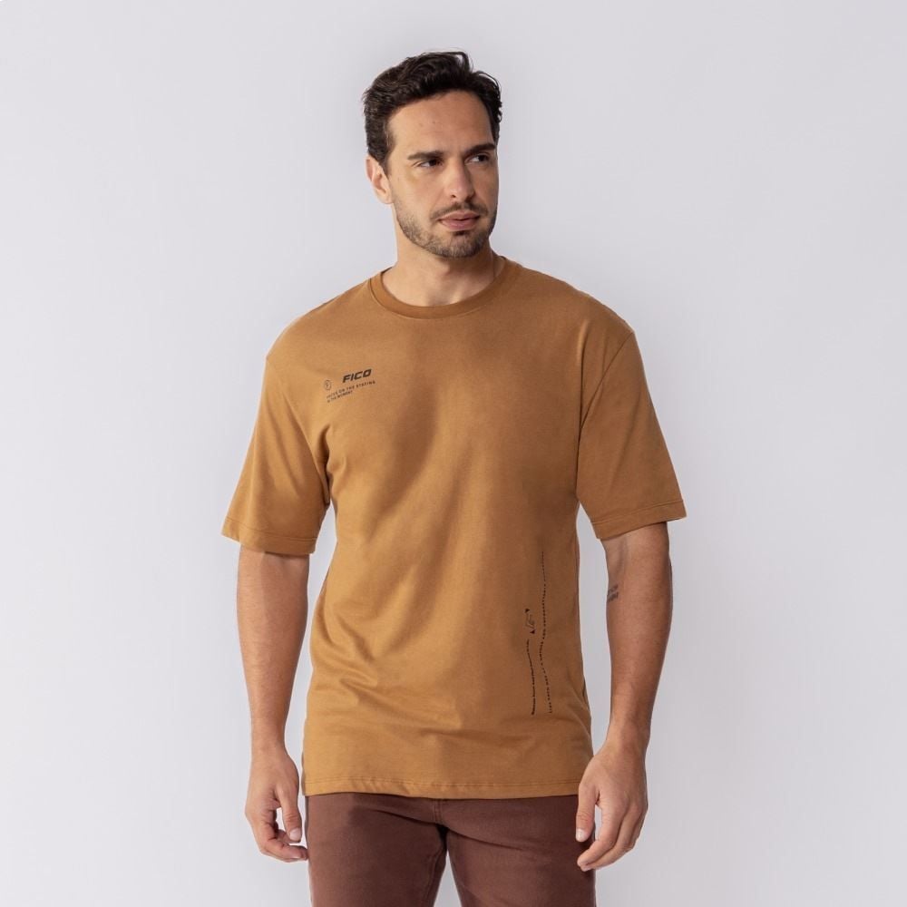 Camiseta Oversized Masculina Meia Malha Fico