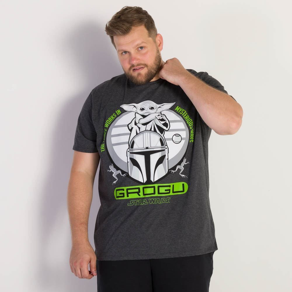 Camiseta Plus Size Masculino Grogu Star Wars Disney