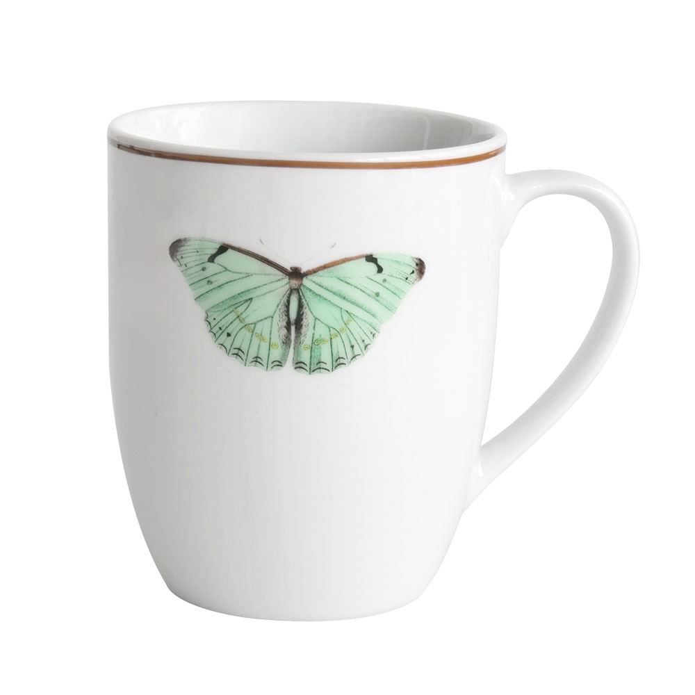 Caneca Borboleta Em Porcelana Brown Rim 340Ml A10cm - BROWN RIM