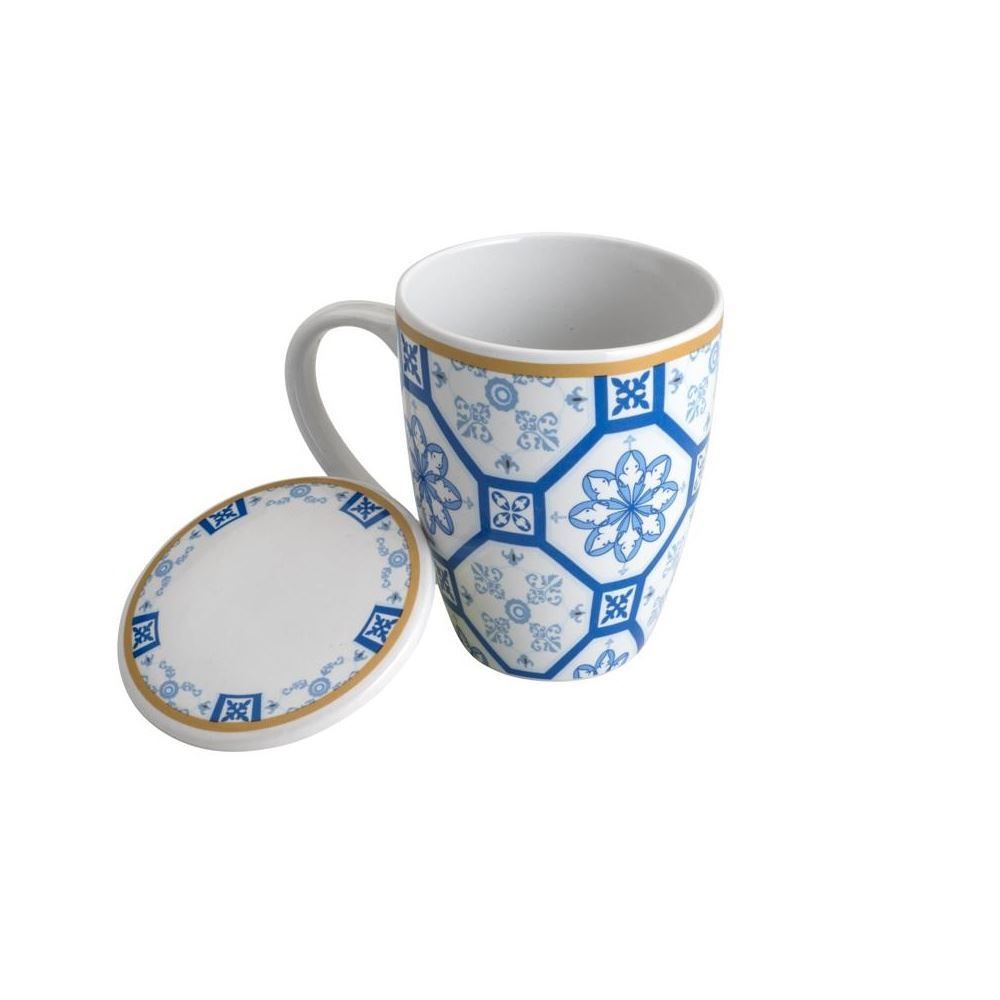 Caneca com Tampa em Porcelana e Filtro de Aço Lyor 340Ml Lyor - AZUL