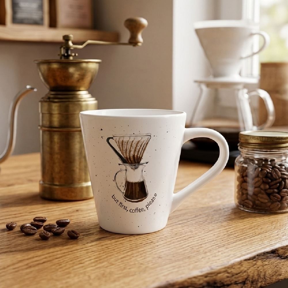 Caneca de Café em Porcelana Estampada Cônica 150Ml Terramada - Sortido