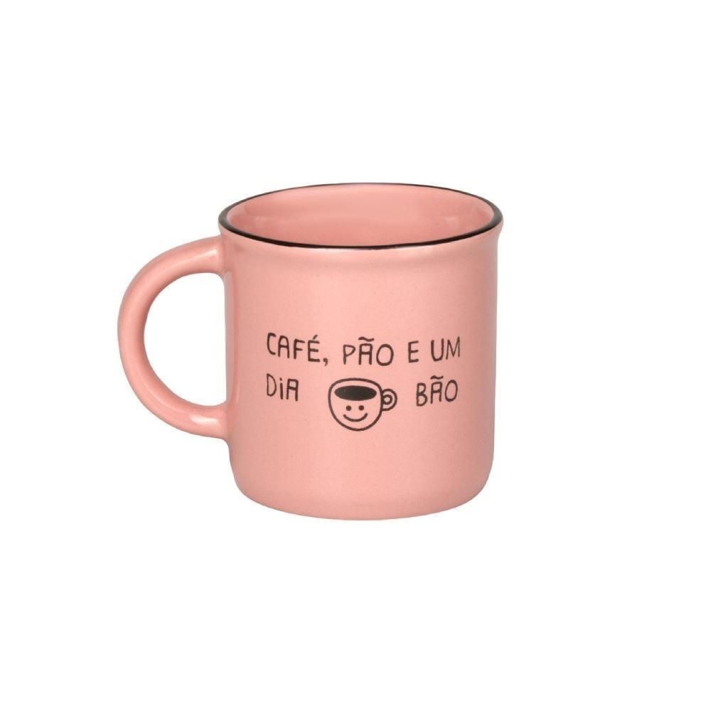 Caneca De Cerâmica Vintage Estampada Havan Casa 210Ml - Rosa