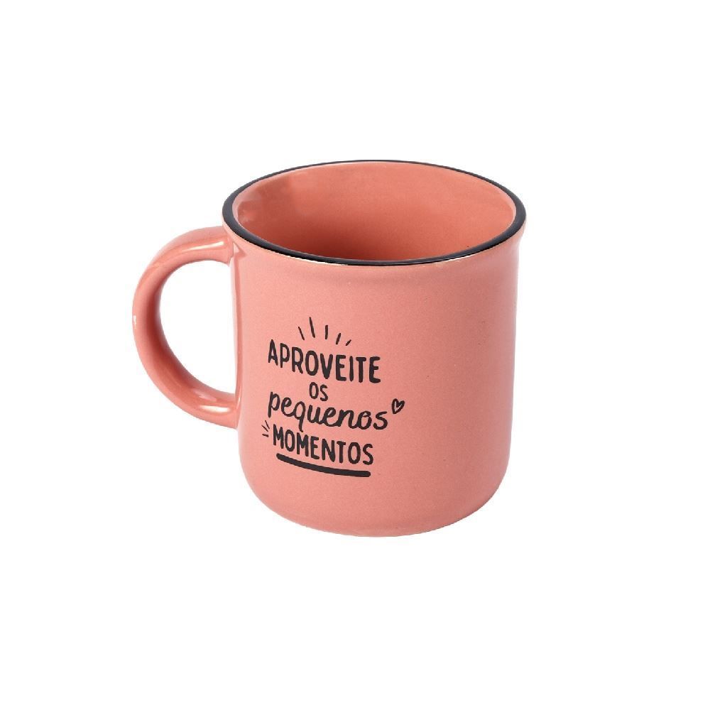 Caneca de Cerâmica Vintage Estampada Havan Casa 210Ml - Rosa Aproveite