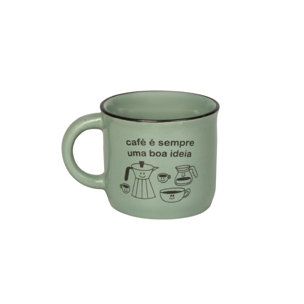 Caneca De Cerâmica Vintage Estampada Havan Casa 60Ml - Verde