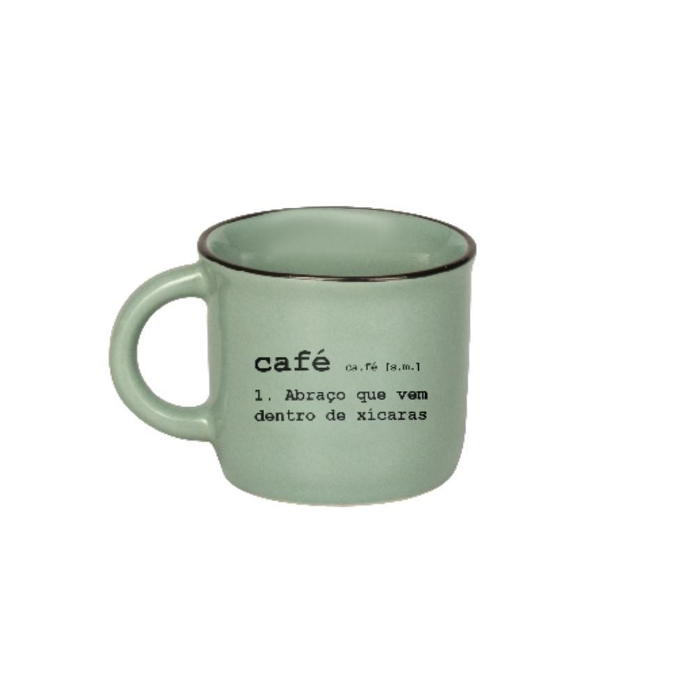 Caneca De Cerâmica Vintage Estampada Havan Casa 60Ml - Verde Fosco