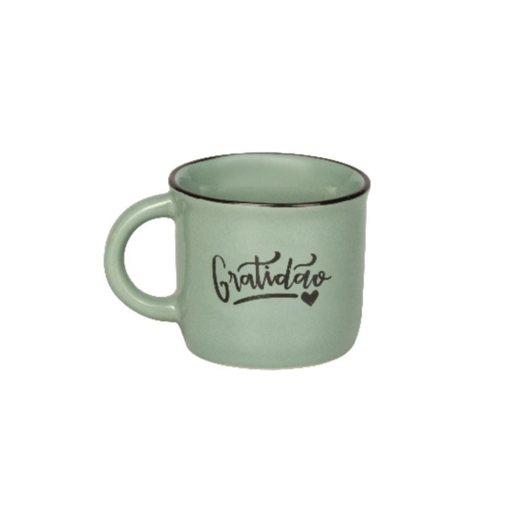 Caneca De Cerâmica Vintage Estampada Havan Casa 60Ml - Gratidão Verde