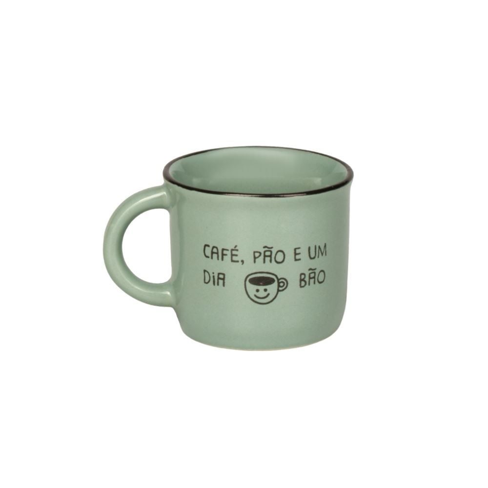Caneca De Cerâmica Vintage Estampada Havan Casa 60Ml - Verde Café
