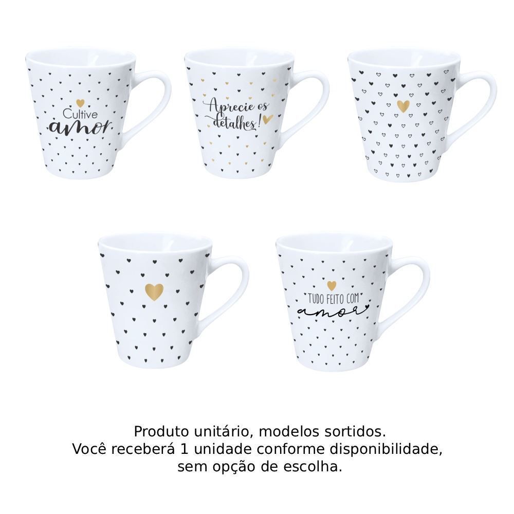 Caneca de Porcelana Cônica Estampada 150Ml Terramada - Sortido
