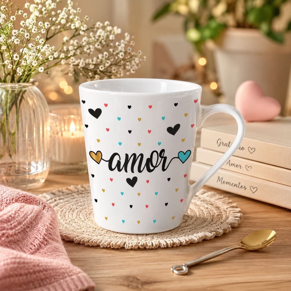Caneca de Porcelana Cônica Estampada 290Ml Terramada - Sortido