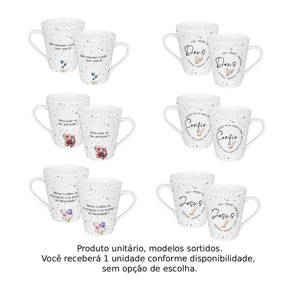 Caneca de Porcelana Cônica Inspiração 150Ml Terramada - Sortido