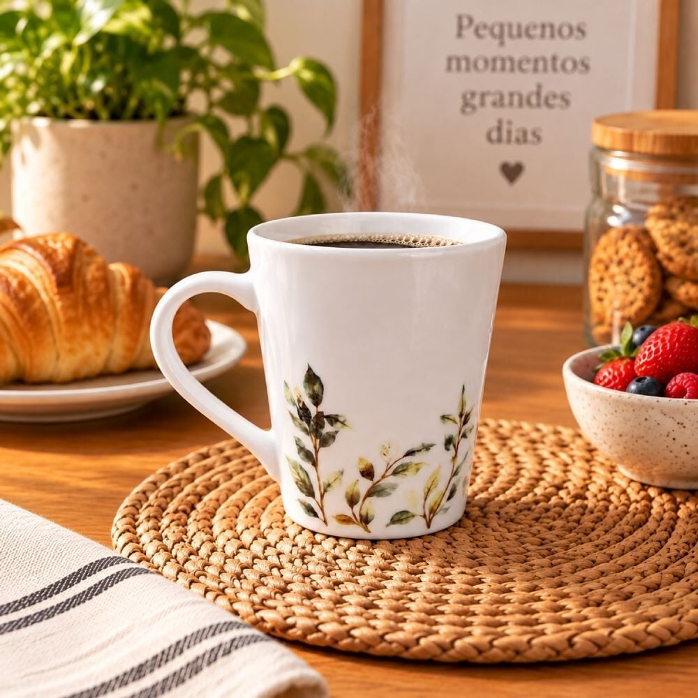 Caneca de Porcelana Cônica Terramada 290Ml - Nature