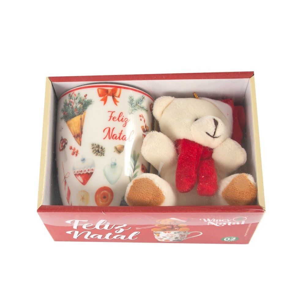 Caneca Decorativa Natal Com Urso Wincy Casa - Sortido