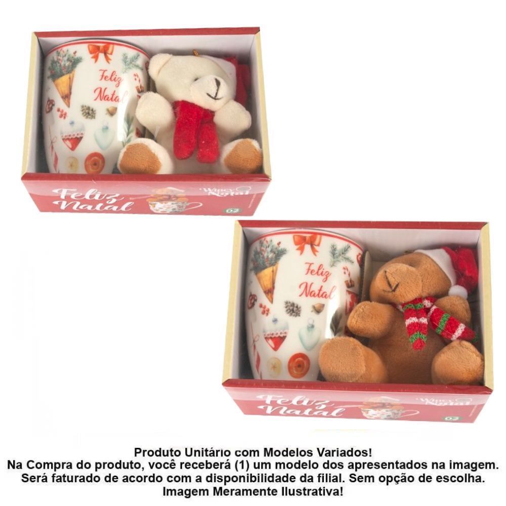 Caneca Decorativa Natal Com Urso Wincy Casa - Sortido