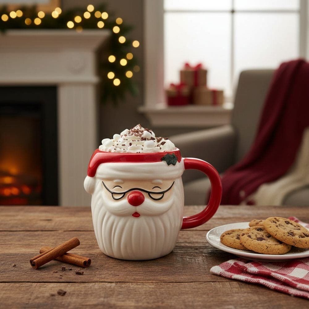 Caneca Papai Noel com Óculos 300Ml Wincy Casa