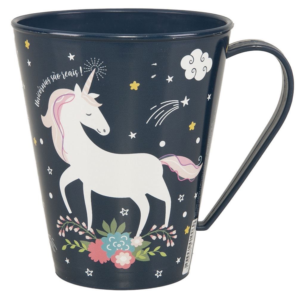 Caneca Unicórnio Plasútil 360Ml - Azul