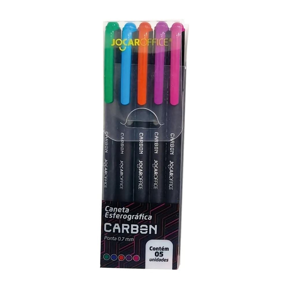 Caneta Esferográfica 0.7Mm 5 Cores Carbon Line Jocar Office - 97955