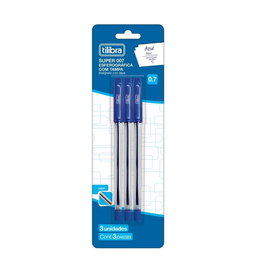 Caneta Esferográfica 0.7Mm Azul Tilibra - 3 Unidades
