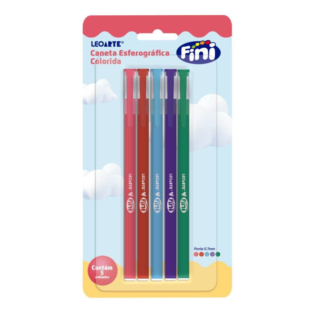 Caneta Esferográfica 0.7Mm Fini Leoarte - 5 Unidades