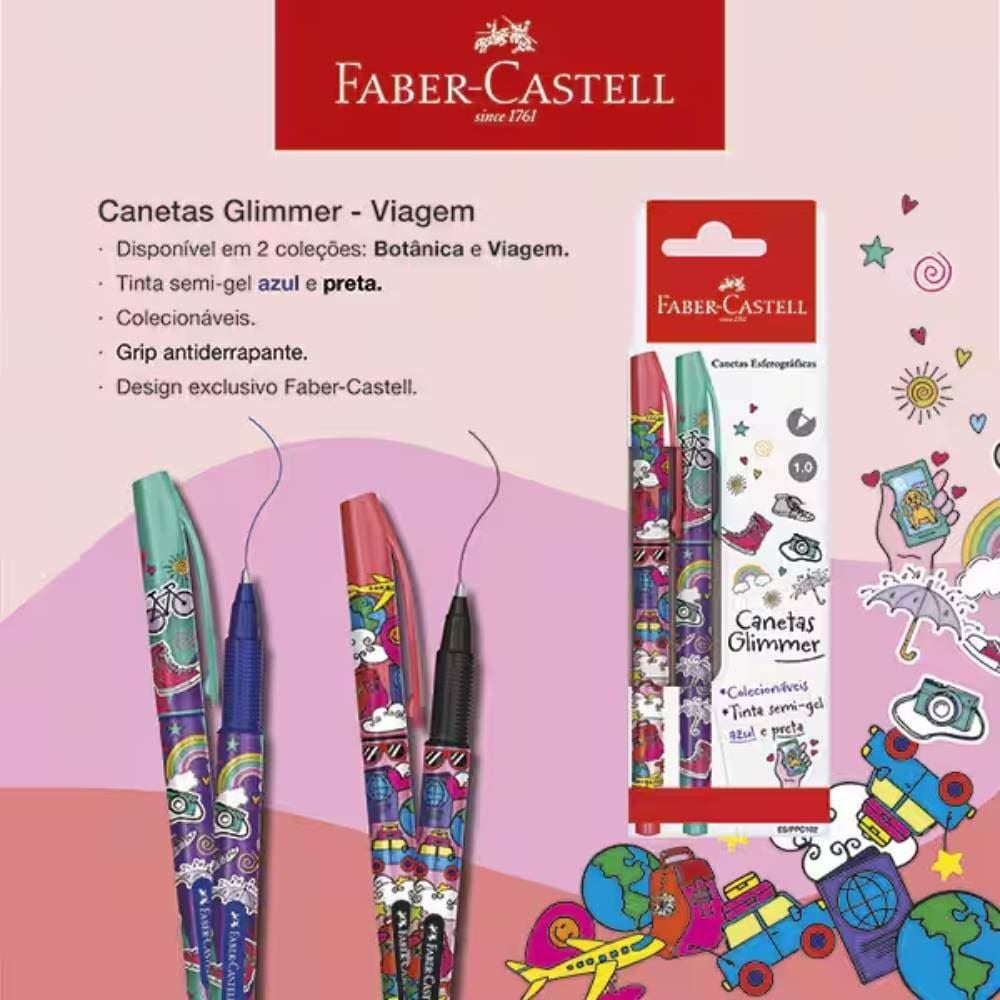 Caneta Esferográfica 1.0 Viagem Faber-Castell - 2 Cores