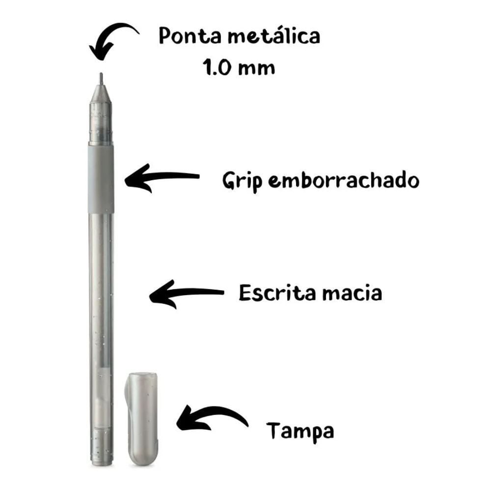 Caneta Gel 1.0 Glitter Glam Tris - 6 Cores