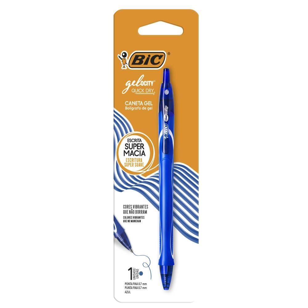 Caneta Gel Gelocity Quick Dry Azul Bic - 522240