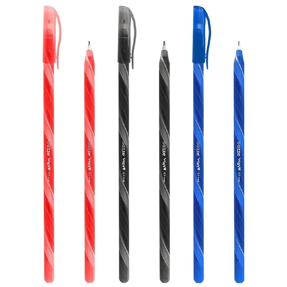 Canetas Esferográficas 0.7Mm Wave Bazze Tris - 3 Unidades