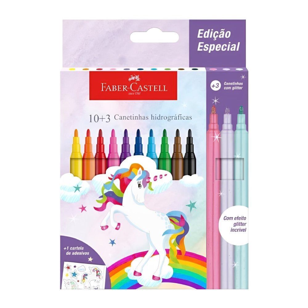 Canetinhas Hidrográficas Unicórnio Faber Castell - 13 Unidades
