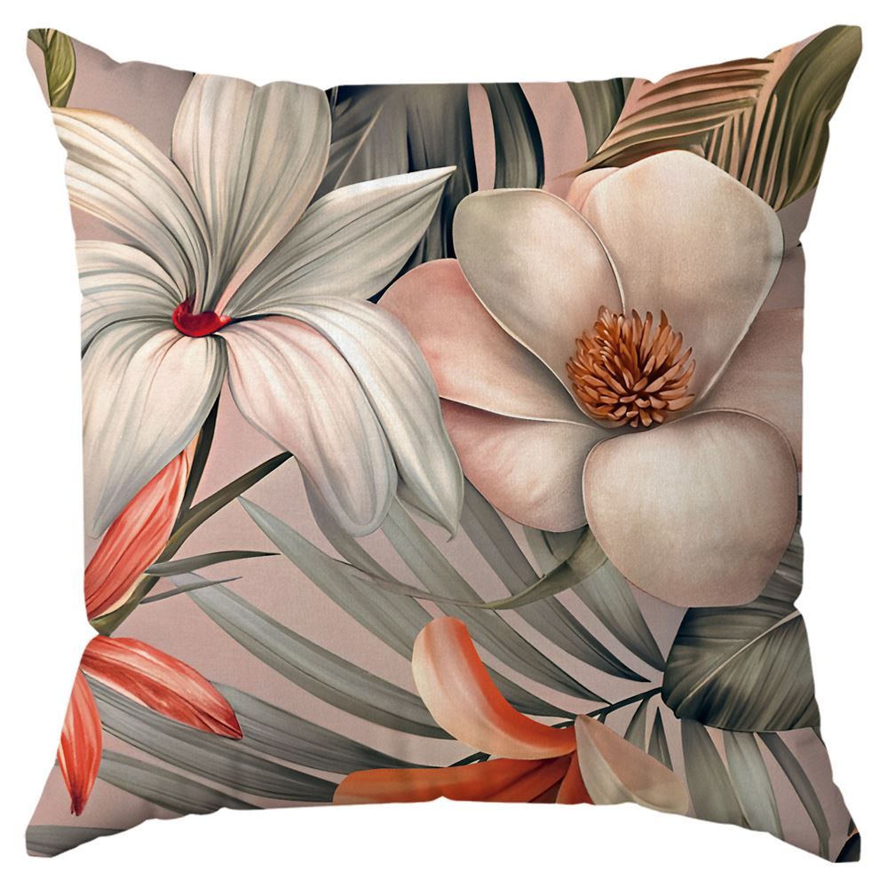 Capa de Almofada 43X43 cm Veludo Estampada Promcional Havan Casa - FLORAL ROSA/VERDE