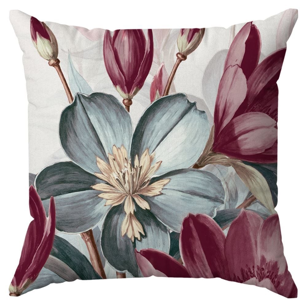 Capa de Almofada 43X43cm Veludo Estampada Havan Casa - Floral Azul