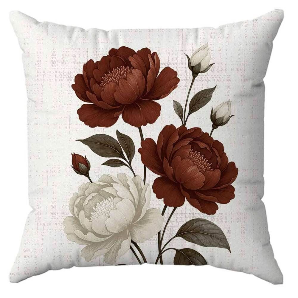 Capa de Almofada 43X43 cm Veludo Estampada Havan Casa - Rosas Ocre
