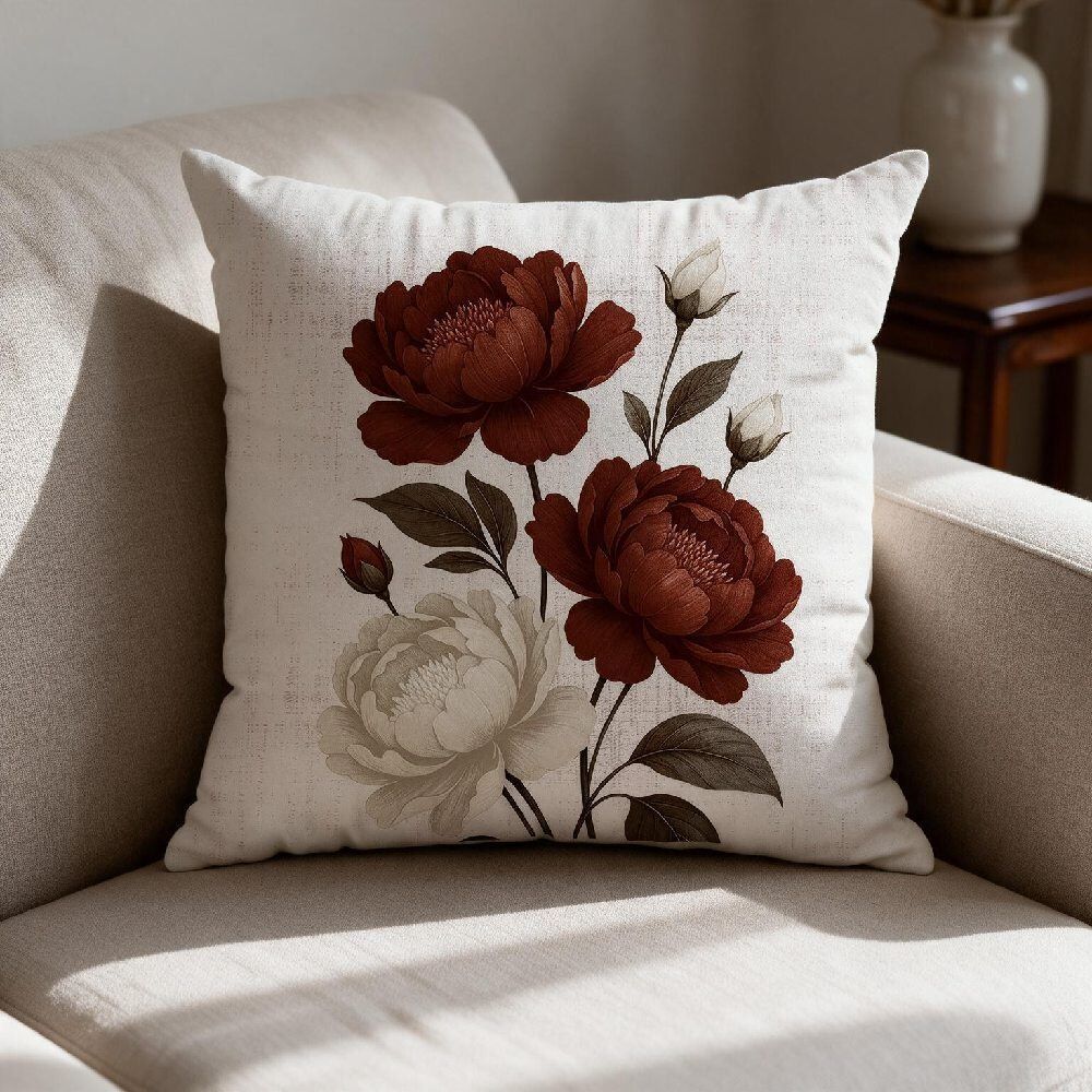 Capa de Almofada Veludo Estampada 43X43cm Havan Casa - Rosas Ocre