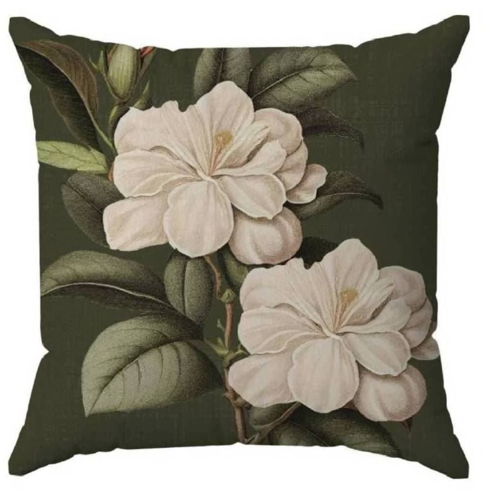 Capa de Almofada Veludo 43X43 cm Estampada Havan Casa - Flores Verde Musgo
