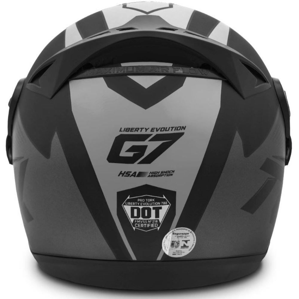 Capacete Liberty Evolution Pro Tork G7 - PRETO/CINZA 58