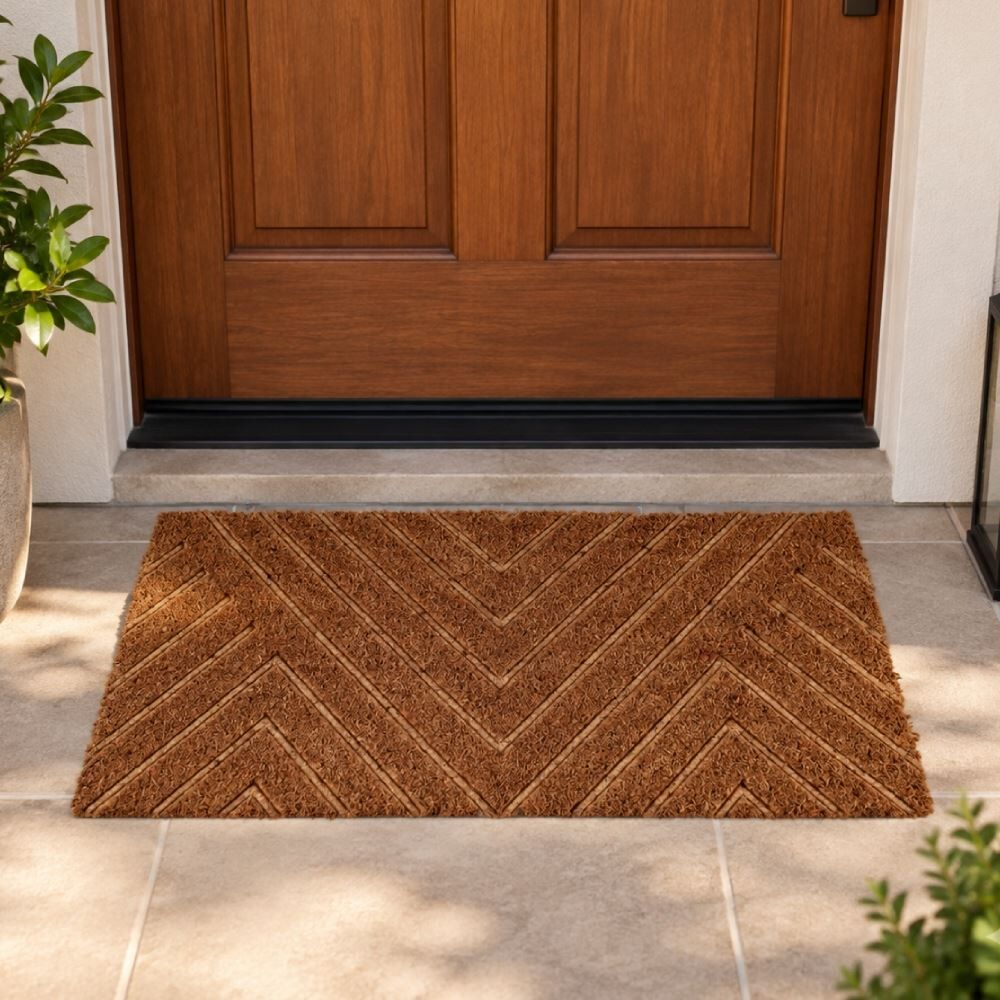 Capacho Fibra de Coco 33X60cm Mumbai Relevo Havan Casa - Chevron Em2601