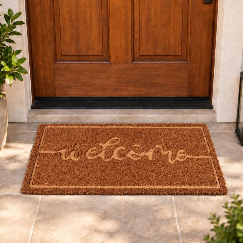 Capacho Fibra de Coco 33X60cm Mumbai Relevo Havan Casa - Welcome Aw1130