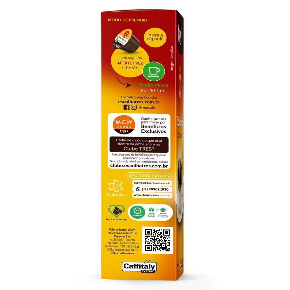 Cápsula De Café Filtrado Tradicional 75G Tres 3 Corações - 10 Cápsulas